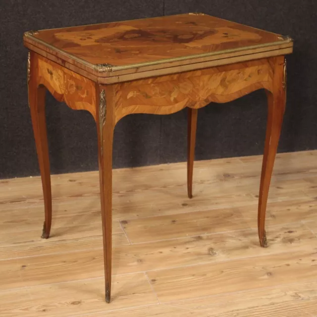 Spieltisch Möbel Wohnzimmer eingelegt 1 Schublade Tisch antik Stil Bronze 900