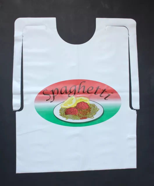 25 Pack Of Disposable Plastic Spaghetti Bibs With Meatballs