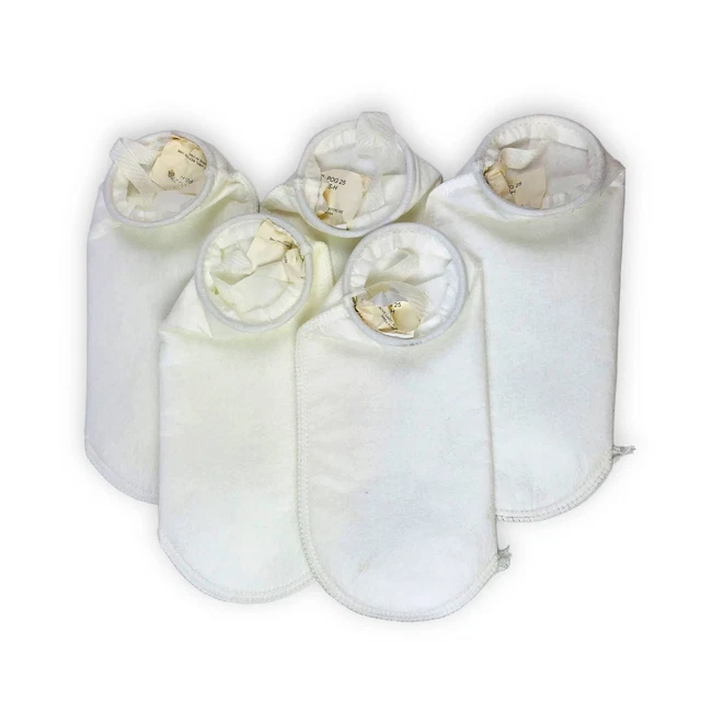 5pk Liquid Filter Sock Bag 25 Micron 4-1/8" x 14" Sewn Water Liquid Diesel Oil