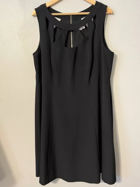 Eliza J Womens Black Cut Out Fit and Flare Midi Dress Sleeveless Size 18W