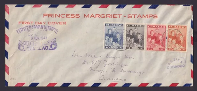 Curacao Zensur Brief Prinzessin Margret Willemstad FDC Niederlande Kolonien