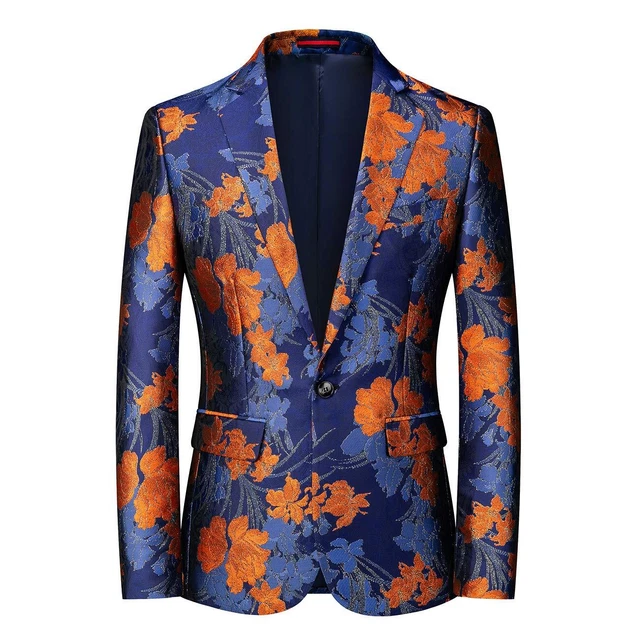 UNINUKOO Mens Paisley Tuxedo Jacket Funky Floral Suit Jacket Blazer Fashion Size