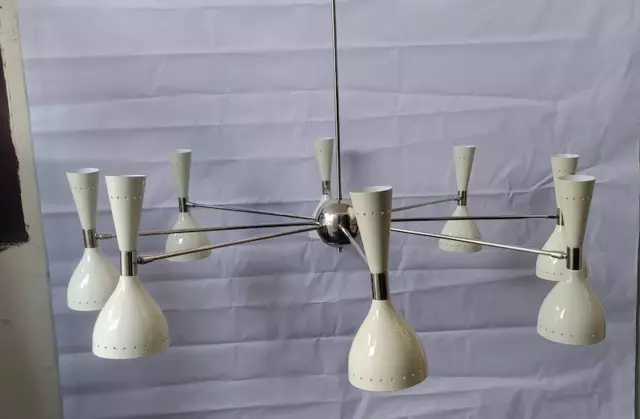 Huge Italian Chandelier Mid Century 8 Arms 16 Bulb socket Sputnik Ceiling Light