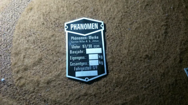 Plaque d'identification Typenschild Schild Hiller Phänomen Zittau 97 98 ccm s55