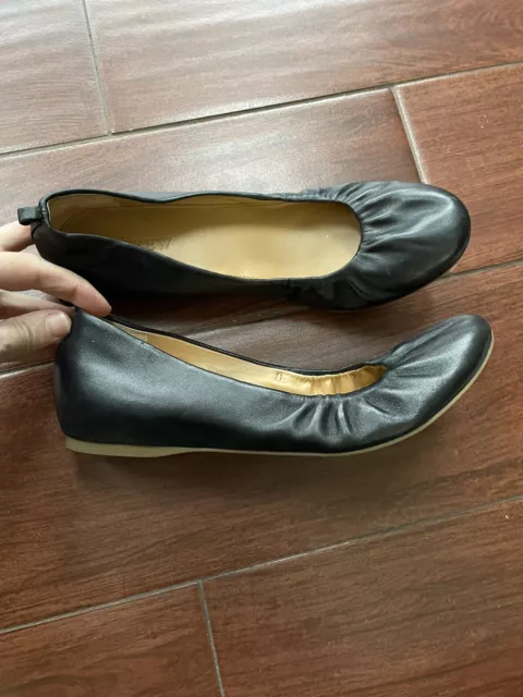 J. Crew Women's Size 8.5 Black Leather Slip On Ballet Flats