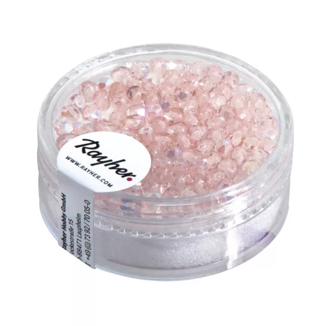 Perla Facetas de Vidrio, 3MM Ø , Cuarzo Rosa, Caja 100 Piezas