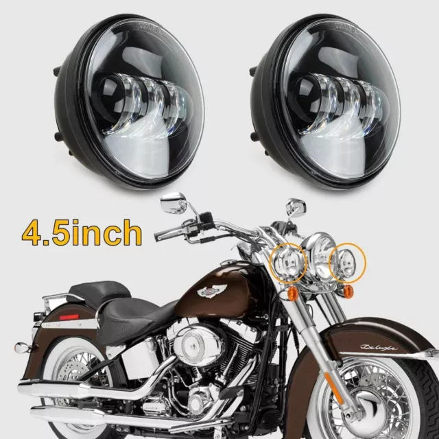 2x LED 4.5" Nebelscheinwerfer Auxiliary Nebel Licht Schwarz für Harley Davidson