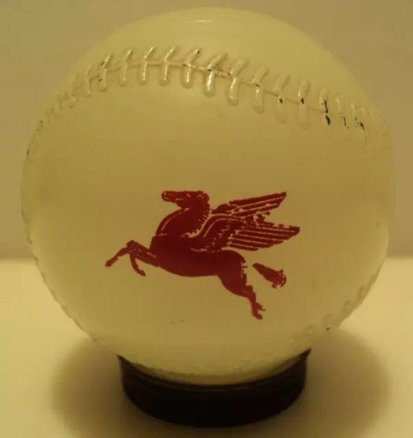 Flying Pegasus  Glass Baseball Coin Bank Vintage Promo Collectible Mobil Gas Oil