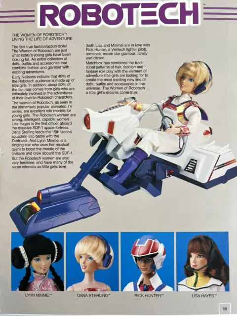 2 Rare vintage print ad 12” Women of ￼Robotech,￼ Fashion ￼Matchbox Catalog￼ Pgs