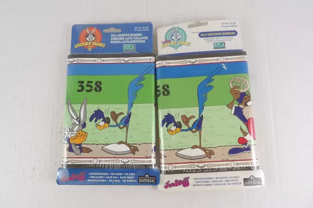 Lote de 2 Looney Tunes de Colección Borde Autoadhesivo Reposicionable 6,5 X 5 Yardas Ea. De lote antiguo