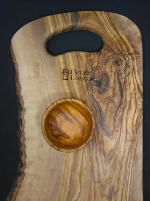 Charcuterie serving cutting board OLIVE WOOD w/ dipping bowl Elevate Lifestyle