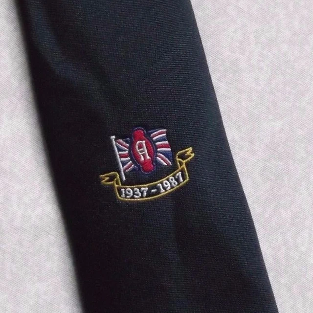 Tie TOOTAL Mens Necktie Retro 1980s Fashion 1937-1987 FLAG CRESTED Vintage