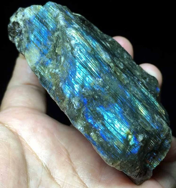 206g Rare Natural Blue Labradorite Raw Quartz Crystal Healing Gems Stone G902