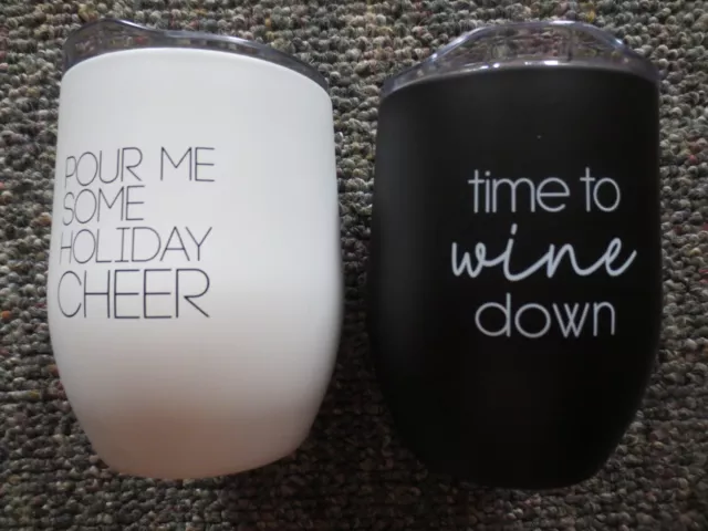 2 PCS 12oz Stainless Steel Tumbler Mugs with Lid &Engraving Wine Coffee BPA Free