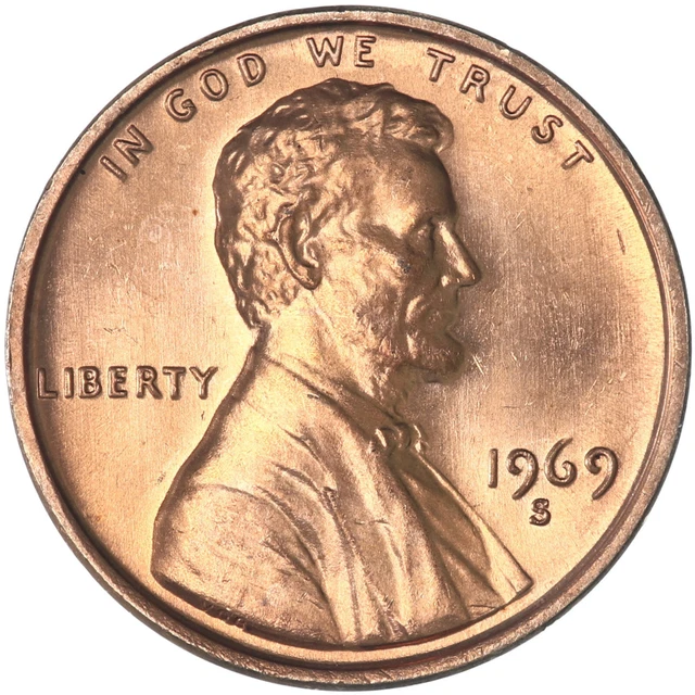 1969 S Lincoln Memorial Cent Gem BU Penny US Coin