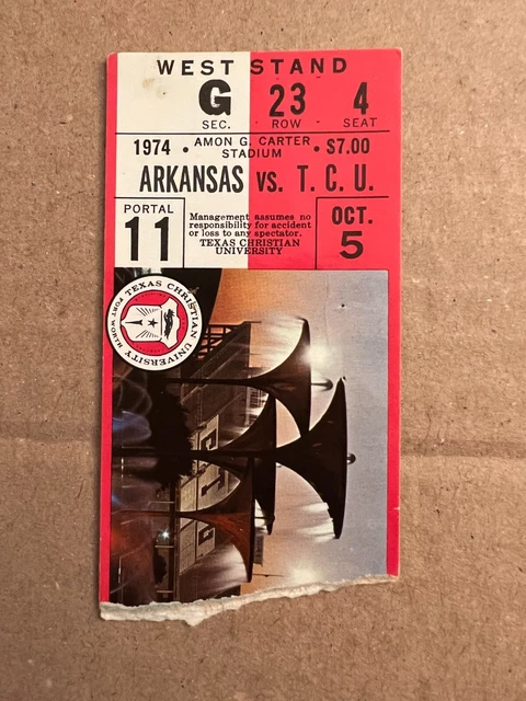 1974 TCU Horned Frogs vs Arkansas Razorbacks FAIR/GOOD Condition
