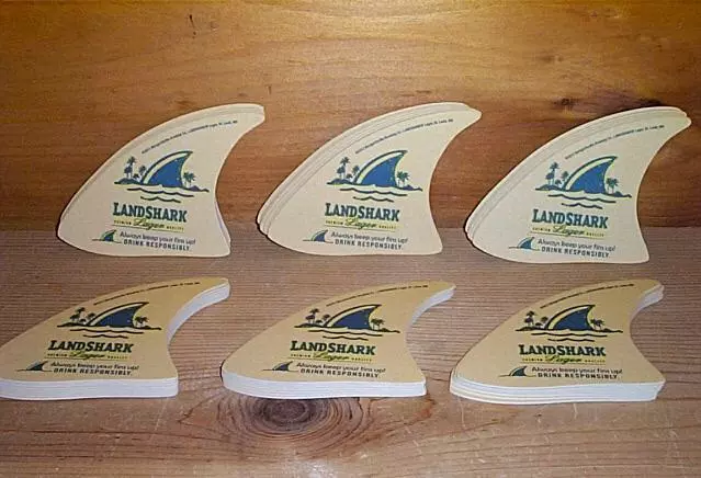 Landshark Island Style Lager "Fin" Shapped 30 Beer Bar Coasters New