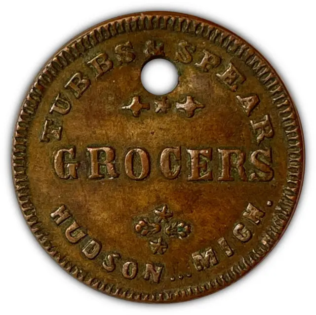 1863 A Gleason Hillsdale Grocers Hudson, MI Civil War Token XF Coin #3535