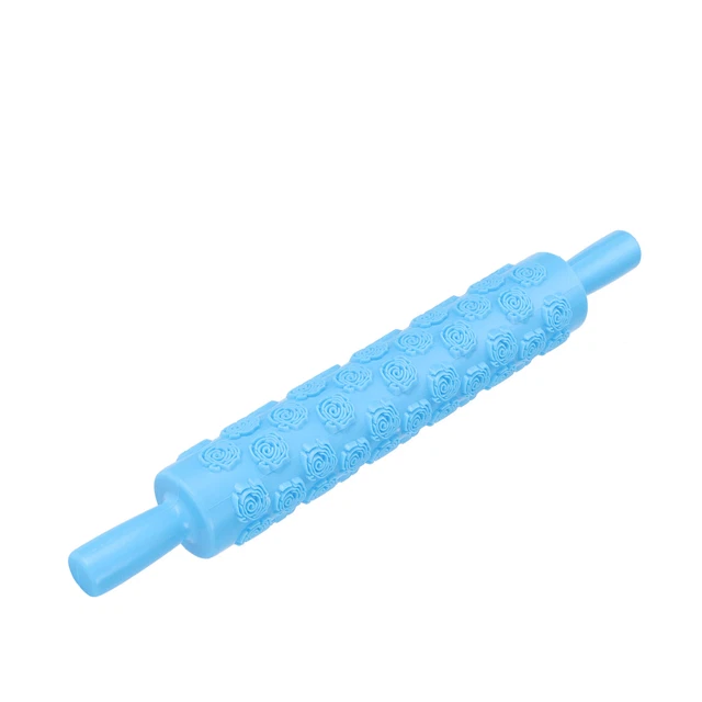 (Motif Rose)Fondant Rolling Pin Tool Plastic Embossing Roller Baking Pastry