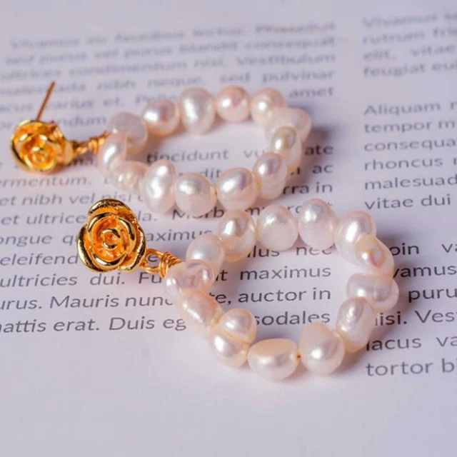 10-11mm Fashion natural white Fresh water Pearl 18k gold ear stud Halloween