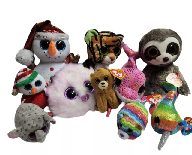 Ty  Beanie Boos Lot of 10 Various Styles & Types Stuffed Animals Plush Big Eyes