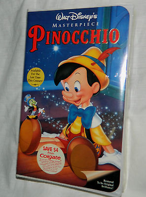 NEW Walt-Disneys Classic: Pinocchio (VHS, 1993) Factory Sealed & Clam Shell Case