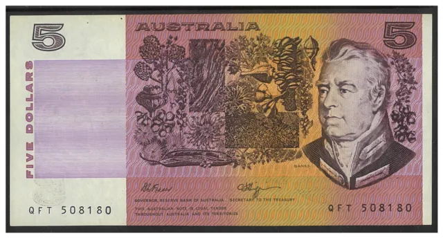 Australia 1990 $5 Five Dollars Paper Banknote Fraser/Higgins R212 gF/gF+ #9