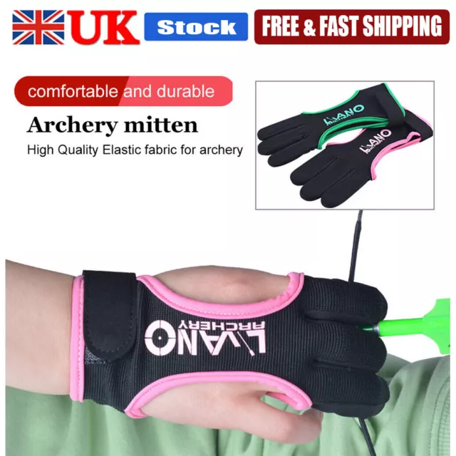 Archery 3 Finger Gloves Guard Leather Bow Shooting Hunting Tab Protector Gear