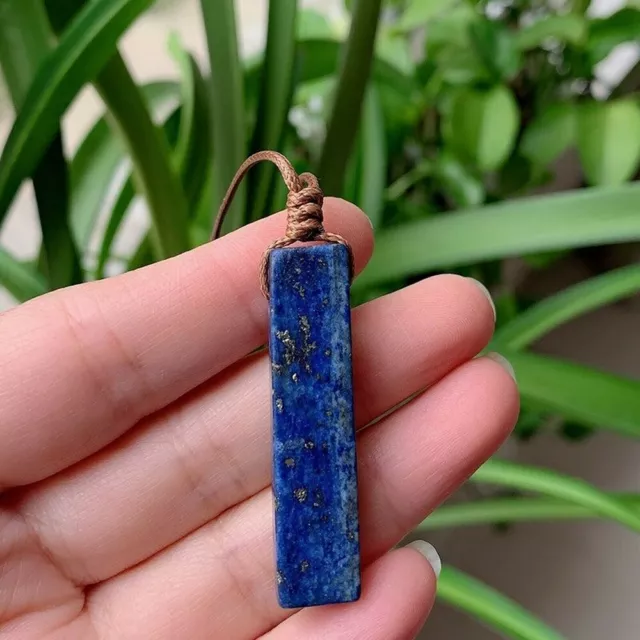 Natural Lapis Lazuli Crystal Gemstone Necklace Pendant Stone Healing Rope Chain