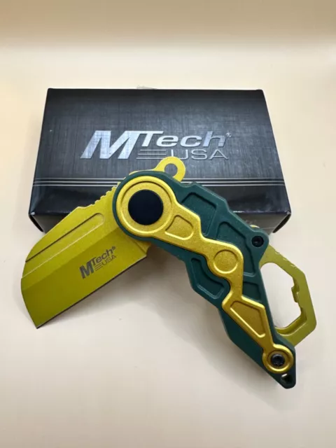 MTech MT-A1199GYL 2.25" Stainless Blade Green/Gold A/O Folding Knife