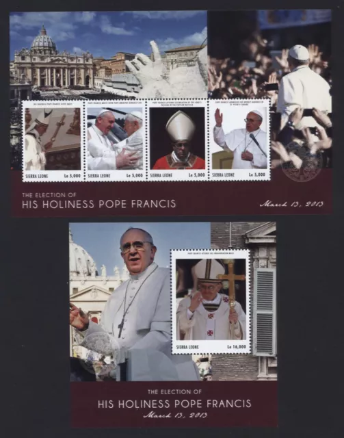 Sierra Leone 2013 - Pope Francis - Pope Francis - No. 5758-61 + Block 691 ⁑