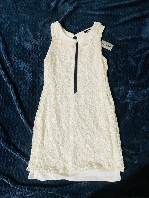 HOT TOPIC White Lace White Peter Pan Collar Sleeveless Dress Large