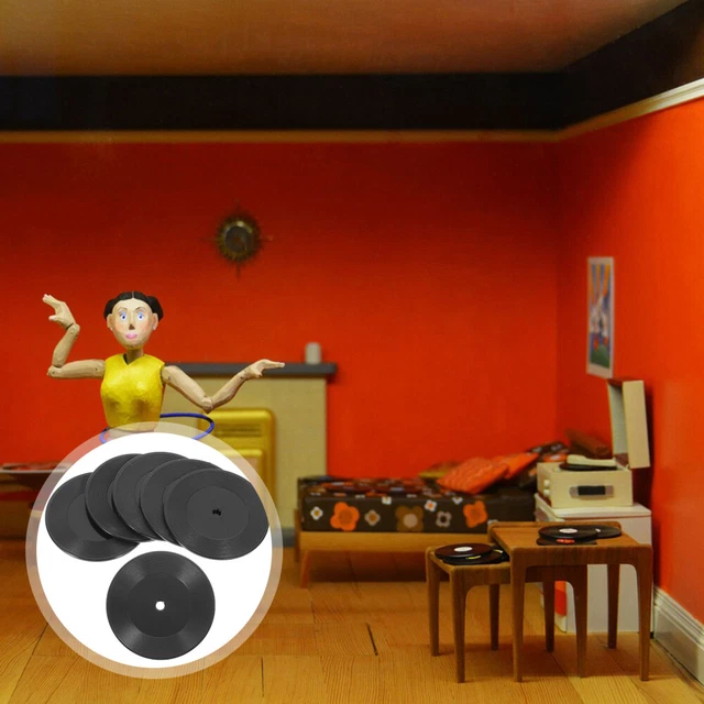 6 Pcs Plastic Child Mini Record Wall Decor Dollhouse Music Furniture