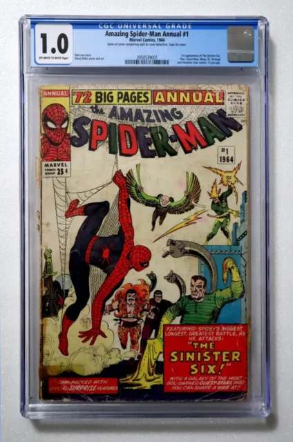 1964 Amazing Spider-Man Annual 1 CGC 1.0, 1st Sinister 6:Electro,Kraven,Mysterio