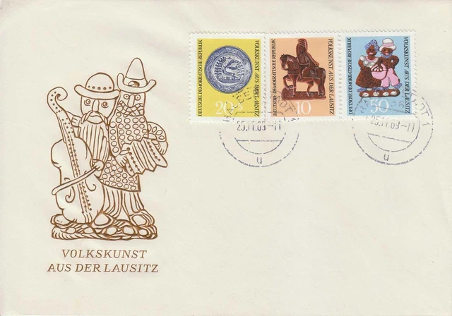 DDR MiNr.: 1521 / 1523  FDC Volkskunst aus der Lausitz