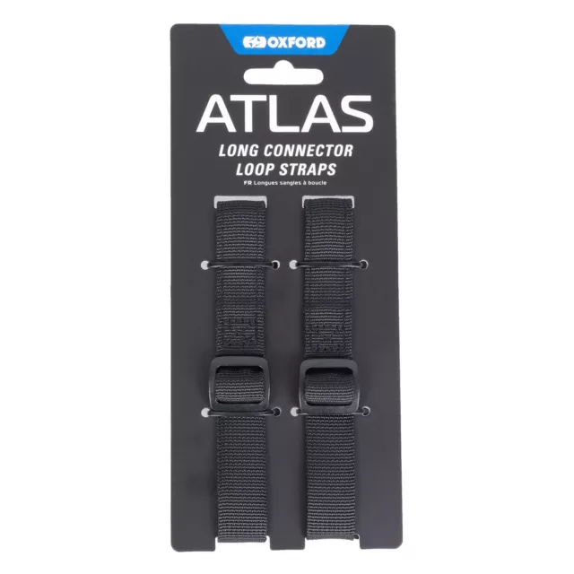 Oxford Atlas Advanced Long Connector Loop Set Motorcycle Luggage Straps Black