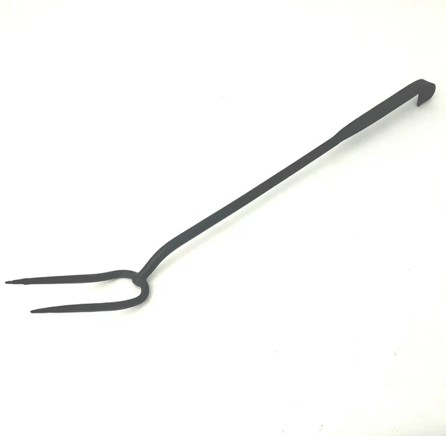 Antique Wrought Iron 2 Prong Fork Rat Tail Hooked End