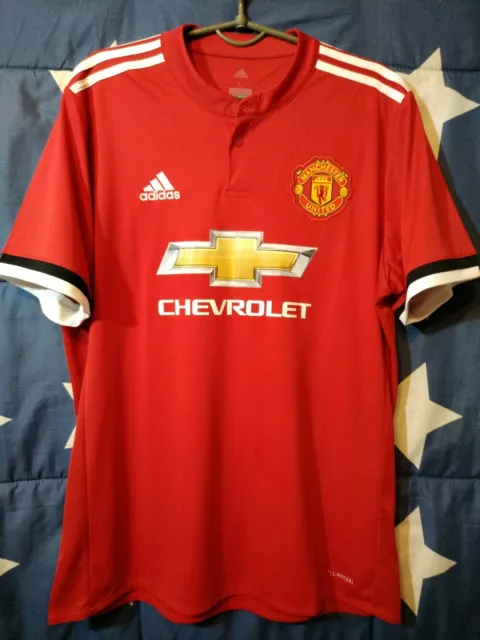 Size L Manchester United 2017-2018 Home Football Shirt Jersey Adidas