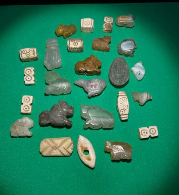 old ancient antique animals figures carved beads