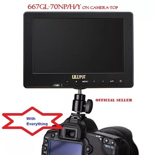 Lilliput 7" 667GL-70NP/H/Y On Camera HDMI field Monitor + LP-E6 Battery for 5D