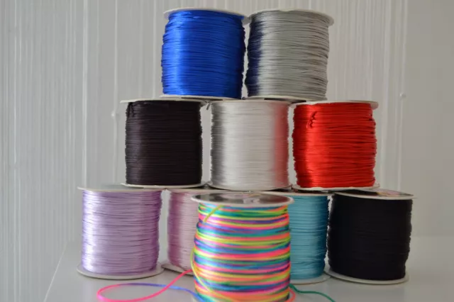 1mm Nylon Satin Cord Rattail Thread Kumihimo Shamballa 1M 5M 10M 20M Bracelet