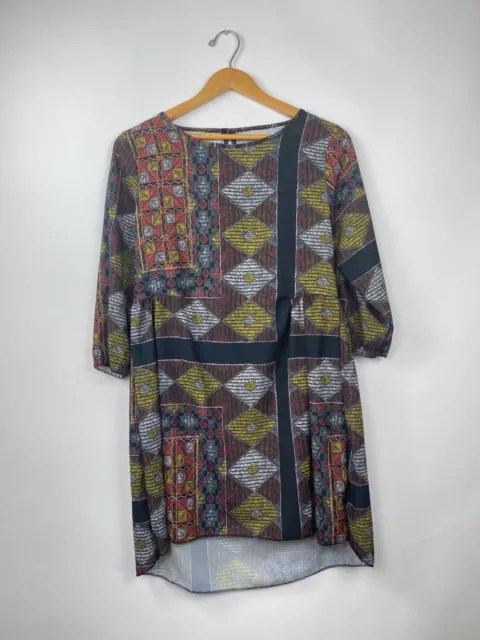 Minikleid Longbluse Hippie Boho 60s 70s Style Vokuhila S M