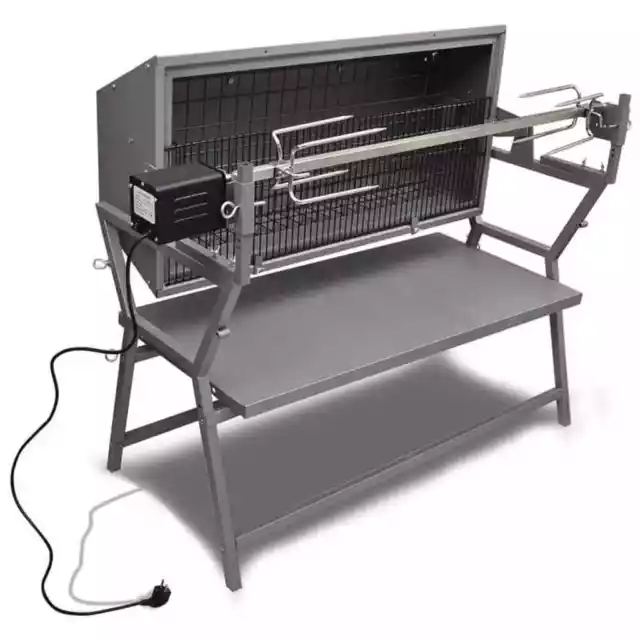 vidaXL BBQ Grill mit Drehspieß Edelstahl Grillstation Spanferkelgrill Drehgrill 2