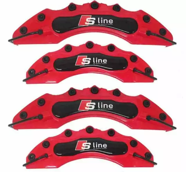 4x AUDI S Sline brake caliper covers set kit front & rear Red A3 A4 A5 A6 Q7 Q5