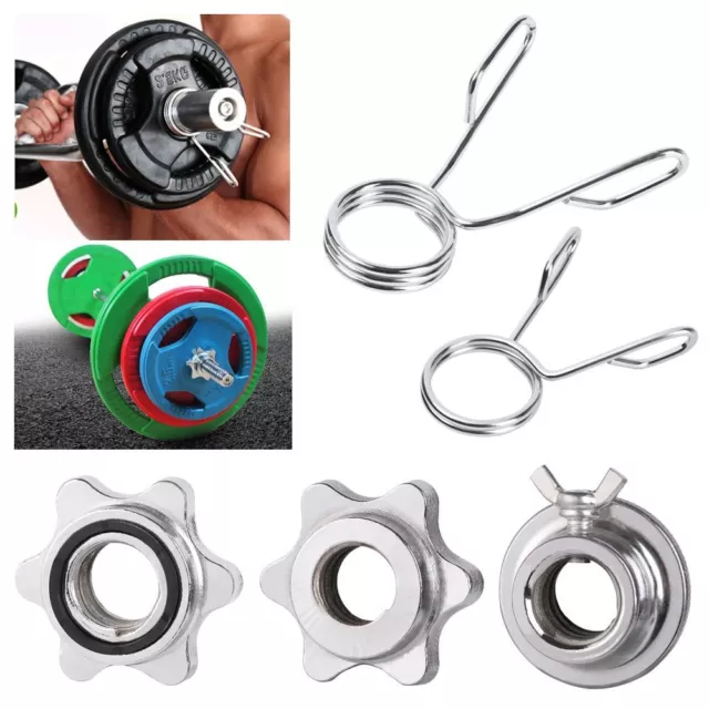 Weight Dumbbell Spinlock Collars Barbell Bar Clips Check Nut Spin Lock Screw