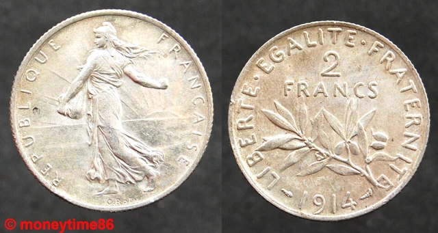 France ! Peu commune, 2 Francs Semeuse argent  1914 , en SUPERBE