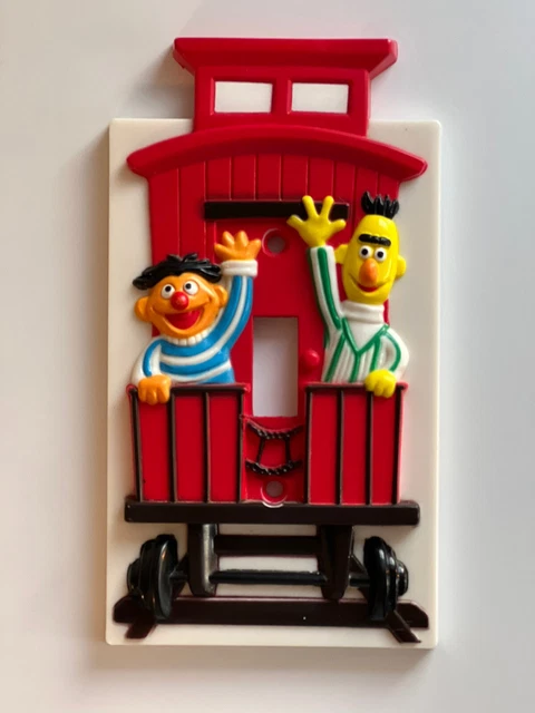 1984 Muppets Bert And Ernie Train Switch Plate Cover Vintage 3D Sesame Street