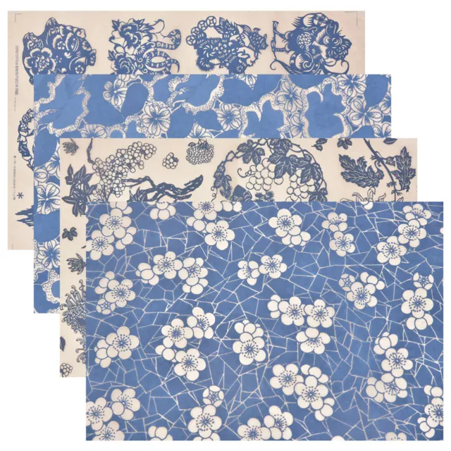 Blue & White Ceramic Decals - 4 Sheets Transfer Paper for Porcelain & Clay 3