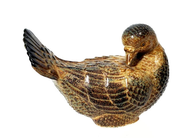 Vintage Pottery Ceramic Brown Tan Dove Love Bird Collectable Figurine