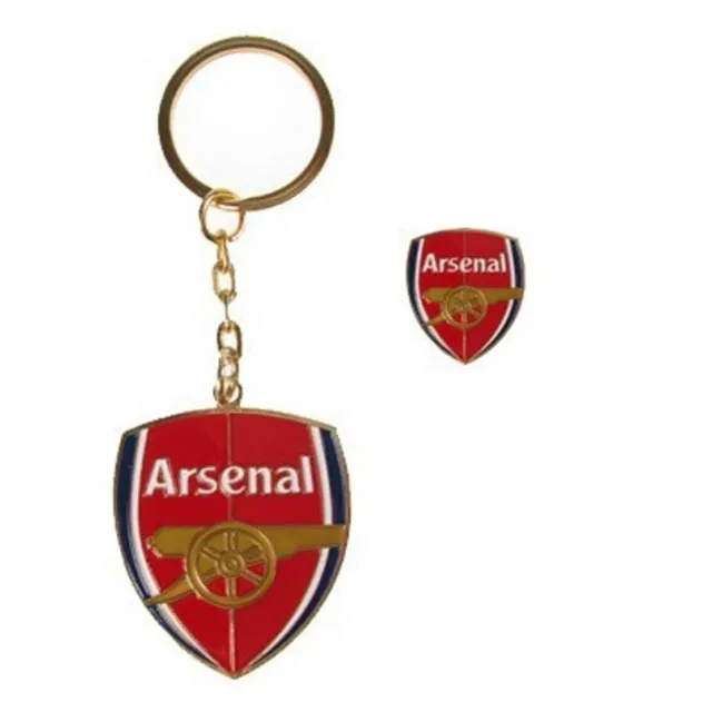 Original Arsenal London FC Llavero Con Chapa/Pin en Set Nuevo Emb. Orig. Afc